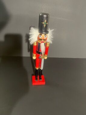 Festive Red & Black Wooden Nutcracker Soldier Toy